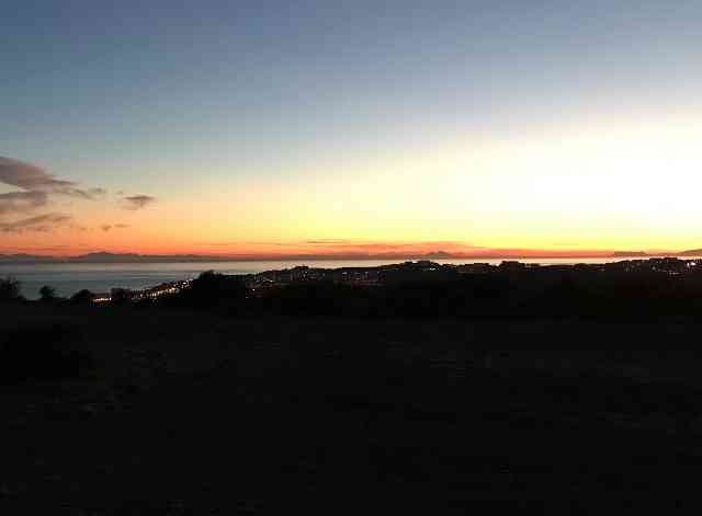 An amazingly clear sunset in S.Spain, with views to the rock of Gibraltar and the N.African coast.